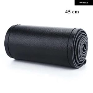 フェイクレザーステアリング ホイール カバー ルチル編組ステアリング ニードルと糸ステアリング ホイール インテリア 42 CM - 50 CM - 45 Black Thread