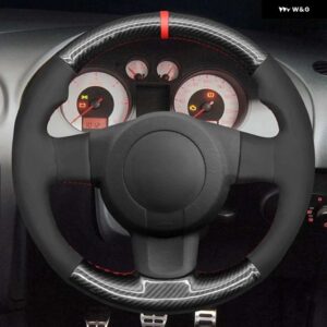 スエードカーボンステアリング ホイール カバー シート レオン 1P FR 2007 レオン 1P キュプラ 2007 イビサ 6L FR 2006 カー - Black Thread