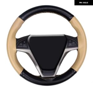 ステアリング ホイール カバー 本革牛革編組ニードル糸スタイリング 38 CM DIY 自動車インテリア - Beige 2