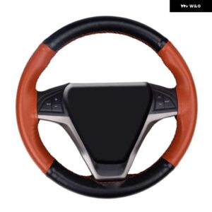 ステアリング ホイール カバー 本革牛革編組ニードル糸スタイリング 38 CM DIY 自動車インテリア - Coffee