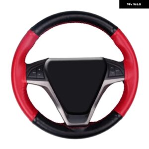 ステアリング ホイール カバー 本革牛革編組ニードル糸スタイリング 38 CM DIY 自動車インテリア - red 2