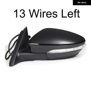 オートパワー加熱フォールドウインカー 9 13 ワイヤーサイドミラー アセンブリ VW パサート CC 2008-14-2018 - 13 Wires Black L