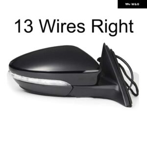 オートパワー加熱フォールドウインカー 9 13 ワイヤーサイドミラー アセンブリ VW パサート CC 2008-14-2018 - 13 Wires Black R