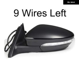 オートパワー加熱フォールドウインカー 9 13 ワイヤーサイドミラー アセンブリ VW パサート CC 2008-14-2018 - 9 Wires Black L