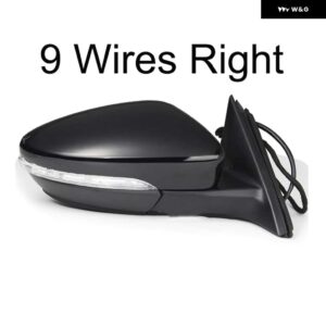オートパワー加熱フォールドウインカー 9 13 ワイヤーサイドミラー アセンブリ VW パサート CC 2008-14-2018 - 9 Wires Black R