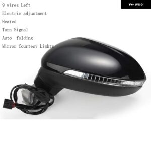自動サイドパワー加熱フォールドウインカー 6 8 9 13 ワイヤーサイドミラー アセンブリ VW パサート B8 2017-20 - 9 Wires L Black
