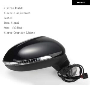 自動サイドパワー加熱フォールドウインカー 6 8 9 13 ワイヤーサイドミラー アセンブリ VW パサート B8 2017-20 - 9 Wires R Black