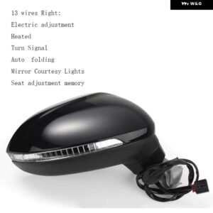自動サイドパワー加熱フォールドウインカー 6 8 9 13 ワイヤーサイドミラー アセンブリ VW パサート B8 2017-20 - 13 Wires R Black