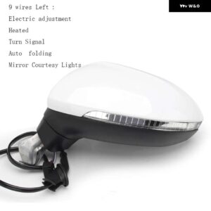 自動サイドパワー加熱フォールドウインカー 6 8 9 13 ワイヤーサイドミラー アセンブリ VW パサート B8 2017-20 - 9 Wires L White