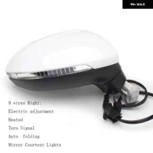 自動サイドパワー加熱フォールドウインカー 6 8 9 13 ワイヤーサイドミラー アセンブリ VW パサート B8 2017-20 - 9 Wires R White