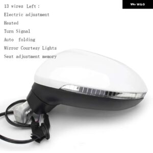 自動サイドパワー加熱フォールドウインカー 6 8 9 13 ワイヤーサイドミラー アセンブリ VW パサート B8 2017-20 - 13 Wires L White