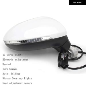 自動サイドパワー加熱フォールドウインカー 6 8 9 13 ワイヤーサイドミラー アセンブリ VW パサート B8 2017-20 - 13 Wires R White