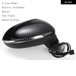 自動サイドパワー加熱フォールドウインカー 6 8 9 13 ワイヤーサイドミラー アセンブリ VW パサート B8 2017-20 - 6 Wires R Black