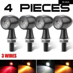 スズキ ミニ弾丸 オートバイ LED ウインカー 12V ブレーキライト DRL ランプアンバー白赤フラッシュライト ホンダ カワサキ - 4PCS Red Amber White
