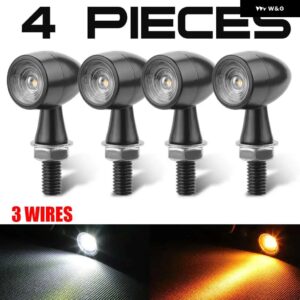 スズキ ミニ弾丸 オートバイ LED ウインカー 12V ブレーキライト DRL ランプアンバー白赤フラッシュライト ホンダ カワサキ - 4PCS White Amber