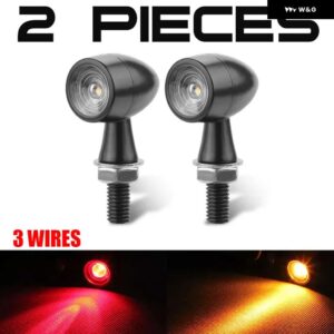 スズキ ミニ弾丸 オートバイ LED ウインカー 12V ブレーキライト DRL ランプアンバー白赤フラッシュライト ホンダ カワサキ - 2PCS Red Amber