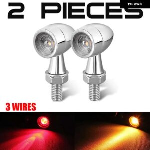 スズキ ミニウインカーライト オートバイ ウィンカーライト黒黄赤白リアインジケータライト ホンダ ヤマハ - 2pcs Red-3 Wires3