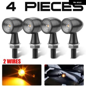 スズキ ミニウインカーライト オートバイ ウィンカーライト黒黄赤白リアインジケータライト ホンダ ヤマハ - 4pcs Yellow-2 Wires4