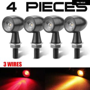 スズキ ミニウインカーライト オートバイ ウィンカーライト黒黄赤白リアインジケータライト ホンダ ヤマハ - 4pcs Red-3 Wires