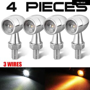 スズキ ミニウインカーライト オートバイ ウィンカーライト黒黄赤白リアインジケータライト ホンダ ヤマハ - 4pcs White-3 Wires6