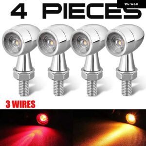 スズキ ミニウインカーライト オートバイ ウィンカーライト黒黄赤白リアインジケータライト ホンダ ヤマハ - 4pcs Red-3 Wires7