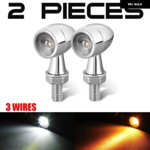 スズキ ミニウインカーライト オートバイ ウィンカーライト黒黄赤白リアインジケータライト ホンダ ヤマハ - 2pcs White-3 Wires