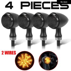 スズキ 10MM 金属 オートバイ LED ウィンカーライトアンバーインジケータランプ 12V フラッシャーウインカー弾丸ライト ヤマハ ホンダ - 4pcs Black Yellow