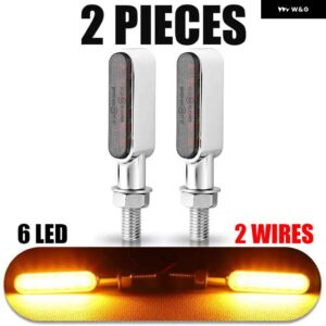 スズキ 8MM ミニ オートバイ LED ウィンカーライトインジケーター信号ランプ 12 ボルト フロントリア ライト ヤマハ ホンダ カワサキ - 2pcs chrome