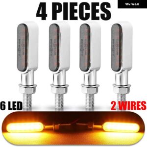 スズキ 8MM ミニ オートバイ LED ウィンカーライトインジケーター信号ランプ 12 ボルト フロントリア ライト ヤマハ ホンダ カワサキ - 4pcs chrome