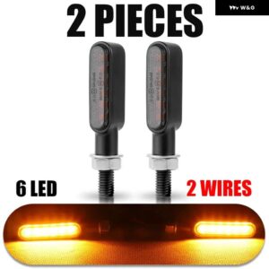 スズキ 2/4個 8MM オートバイ ウィンカーライト 3/6LED インジケータアンバーフラッシャーリアランプカフェレーサー カワサキ ホンダ ヤ - 2pcs-6led