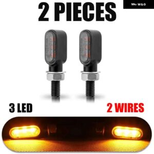 スズキ 2/4個 8MM オートバイ ウィンカーライト 3/6LED インジケータアンバーフラッシャーリアランプカフェレーサー カワサキ ホンダ ヤ - 2pcs-3led