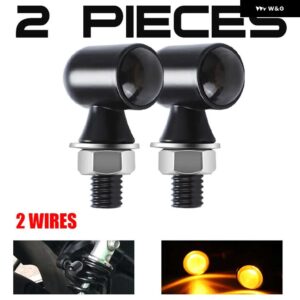 スズキ 8MM ミニ LED オートバイ ウィンカーライトフラッシュライトウインカー黄色信号ランプ CLIGNOTANT MOTO カフェレーサー - 2pcs black