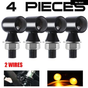 スズキ 8MM ミニ LED オートバイ ウィンカーライトフラッシュライトウインカー黄色信号ランプ CLIGNOTANT MOTO カフェレーサー - 4pcs black