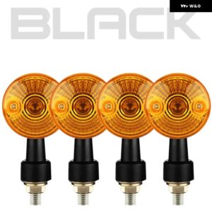 スズキ 4個 オートバイ ウインカーウインカーイエローシェル 汎用 12V アンバーフラッシャーインジケータライト ホンダ ヤマハ カフェレーサー - 4 pieces Black