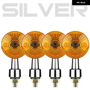 スズキ 4個 オートバイ ウインカーウインカーイエローシェル 汎用 12V アンバーフラッシャーインジケータライト ホンダ ヤマハ カフェレーサー - 4 pieces Sliver