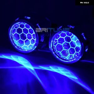 バイキセノン HID プロジェクターレンズ LED デビルアイスーパー 2.5インチ ハニカムレンズ H4 H7 ヘッドライト チューニングカースタイリング キット - With Blue Devil
