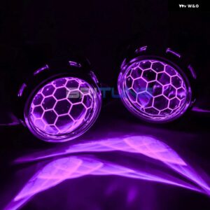 バイキセノン HID プロジェクターレンズ LED デビルアイスーパー 2.5インチ ハニカムレンズ H4 H7 ヘッドライト チューニングカースタイリング キット - With Purple Devil