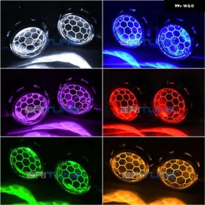 バイキセノン HID プロジェクターレンズ LED デビルアイスーパー 2.5インチ ハニカムレンズ H4 H7 ヘッドライト チューニングカースタイリング キット - With RGB Devil