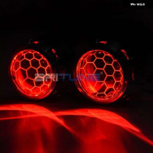 バイキセノン HID プロジェクターレンズ LED デビルアイスーパー 2.5インチ ハニカムレンズ H4 H7 ヘッドライト チューニングカースタイリング キット - With Red Devil