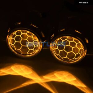 バイキセノン HID プロジェクターレンズ LED デビルアイスーパー 2.5インチ ハニカムレンズ H4 H7 ヘッドライト チューニングカースタイリング キット - With Yellow Devil