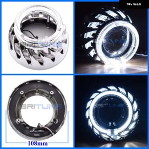 BRITUNE 2.5 プロジェクターシュラウド LED エンジェルアイズベゼル WST レンズ バイキセノン ヘッドライト レンズ カバー RETROCAR ライト - With G Shrouds