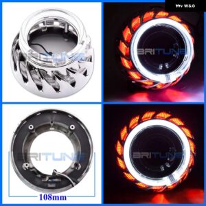 BRITUNE 2.5 プロジェクターシュラウド LED エンジェルアイズベゼル WST レンズ バイキセノン ヘッドライト レンズ カバー RETROCAR ライト - With H Shrouds