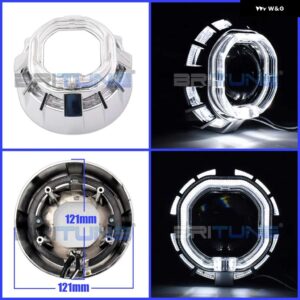 BRITUNE 2.5 プロジェクターシュラウド LED エンジェルアイズベゼル WST レンズ バイキセノン ヘッドライト レンズ カバー RETROCAR ライト - With J Shrouds