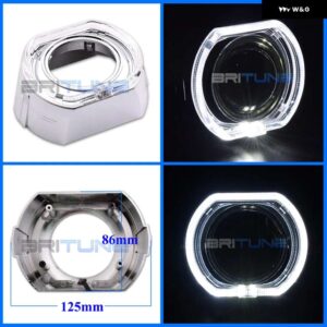 BRITUNE 2.5 プロジェクターシュラウド LED エンジェルアイズベゼル WST レンズ バイキセノン ヘッドライト レンズ カバー RETROCAR ライト - With D Shrouds