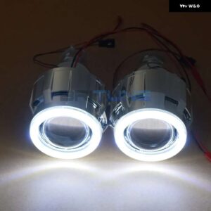 LED エンジェルデビルアイズバイキセノン プロジェクター H4 H7 ヘッドライト レンズ COB DRL ハローレンズ ミニ 2.5 ライトレトロフィット - Only White