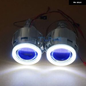 LED エンジェルデビルアイズバイキセノン プロジェクター H4 H7 ヘッドライト レンズ COB DRL ハローレンズ ミニ 2.5 ライトレトロフィット - White Blue