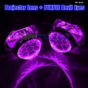 HID バイキセノン プロジェクターハニカムレンズ 悪魔デビルアイ D1S D2S D3S D4S HID LED 3インチ ブルーレンズ ヘッドライト チューニングカー - With Purple Devil