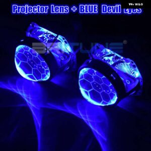 HID バイキセノン プロジェクターハニカムレンズ 悪魔デビルアイ D1S D2S D3S D4S HID LED 3インチ ブルーレンズ ヘッドライト チューニングカー - With Blue Devil