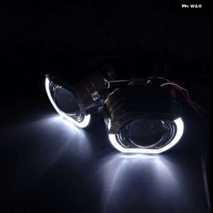 RONAN 2.5インチ VER 8.1 バイキセノン プロジェクターレンズ H1 ヘッドライト X5 BM スポーツ LED スクエアエンジェルアイ DRL ホワイト RETROH4 H7 車 - Only White