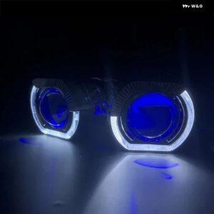 RONAN 2.5インチ VER 8.1 バイキセノン プロジェクターレンズ H1 ヘッドライト X5 BM スポーツ LED スクエアエンジェルアイ DRL ホワイト RETROH4 H7 車 - White-Blue (Demon)